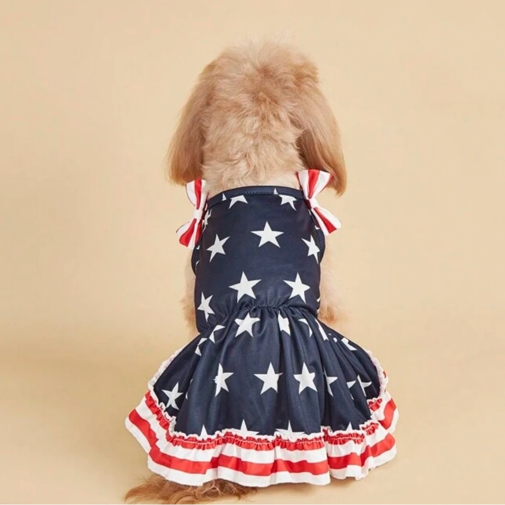 1 Pcs Independent Day July 4th American Flag Themed Pet Dress For Dog / Cat, M